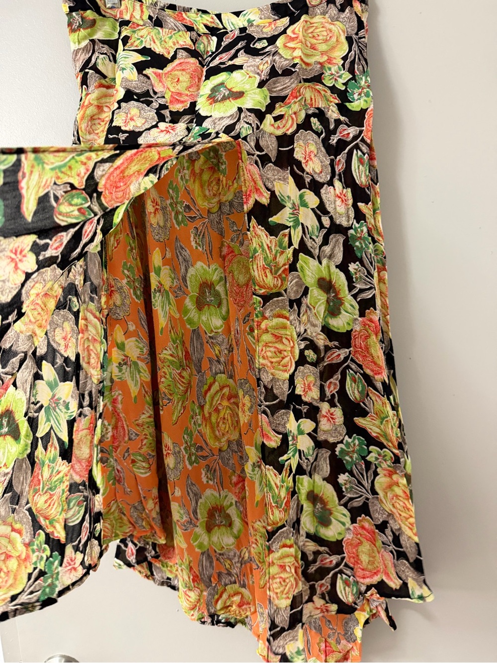 Vintage Floral Asymmetrical Rayon Skirt Boho Y2K Size L - Picture 3 of 9